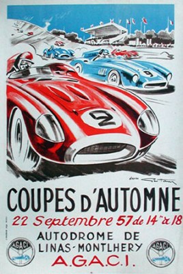 Geo Ham - 1957 Coupe d'Automne Montlhery Linas Poster Drawing Print Not For Sale - Artwork