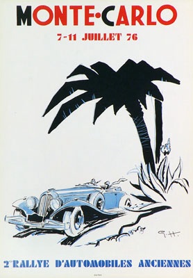Geo Ham - 1976 Vintae Rallye Monte Carlo Poster Drawing Print For Sale - Artwork