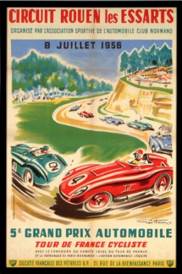 Geo Ham - 1956 Grand Prix automobile Rouen Poster Drawing Print Not For Sale - Artwork